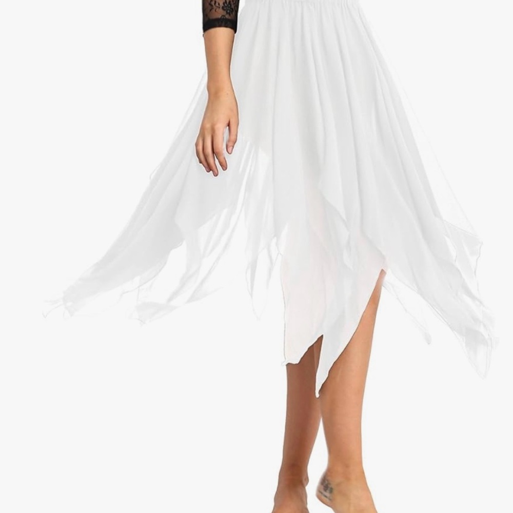 Womens Mesh Chiffon Hi-Low Long Skirt